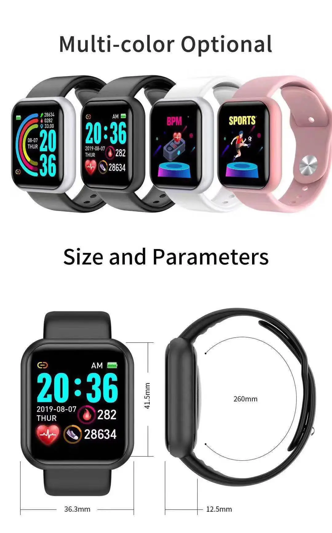 Smartwatch Sports Watches For Men - Relógio Inteligente D20 Pro para Homens
