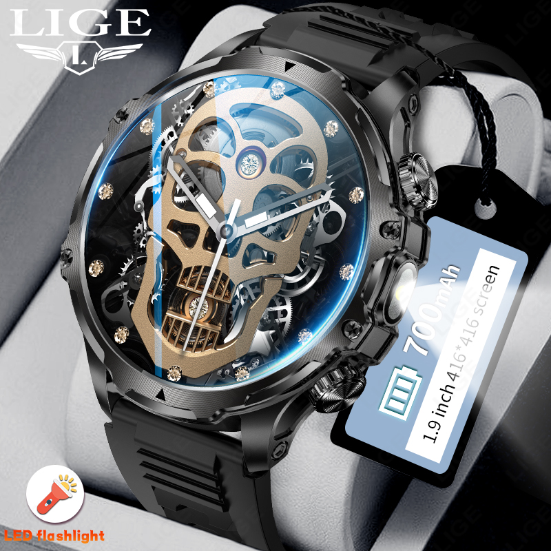 Smartwatch Latest Watches For Men - LIGE 700mah Bateria Grande Lanterna Relógio
