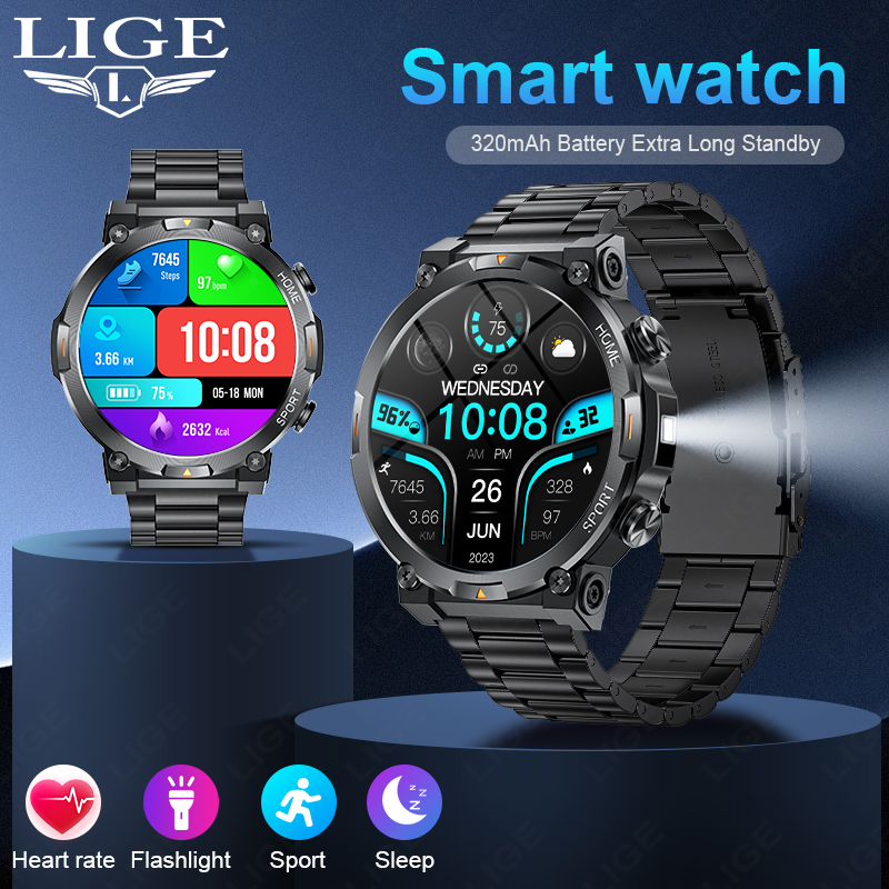 Smartwatch Latest Watches For Men - Relógio Inteligente LIGE para Esportes ao