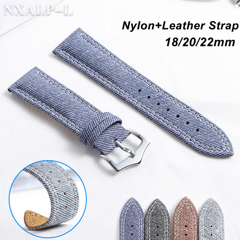 Denim lona náilon pulseira de  - Omega Watches Smartwatch avaliação e preço