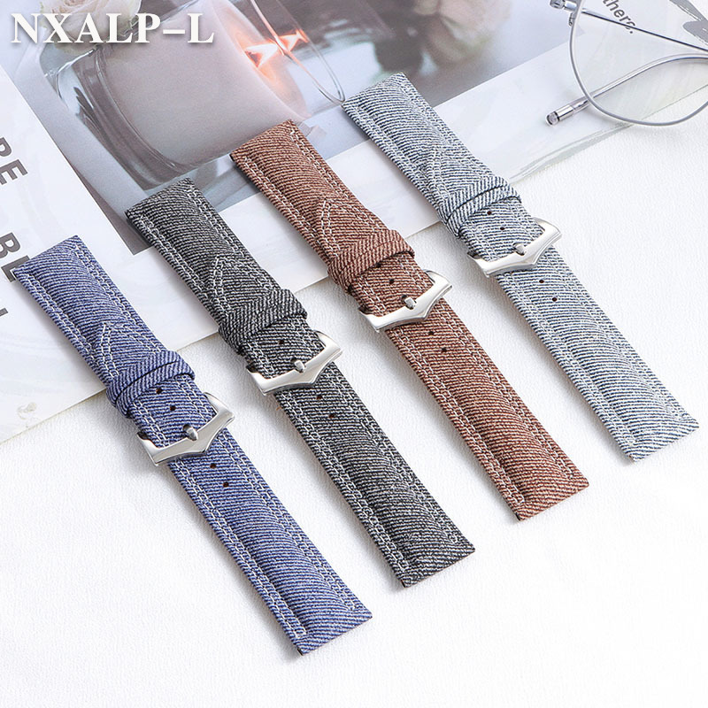 Denim lona náilon pulseira de  - Omega Watches Smartwatch avaliação e preço