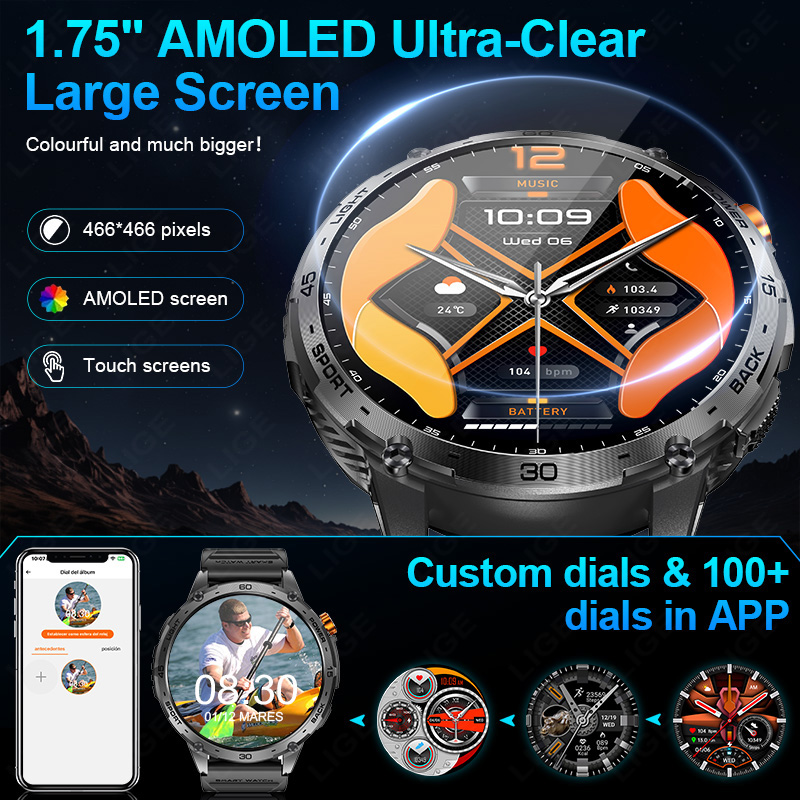 Lige 730mah bateria grande ult - Smartwatch Latest Watches For Men avaliação e preço